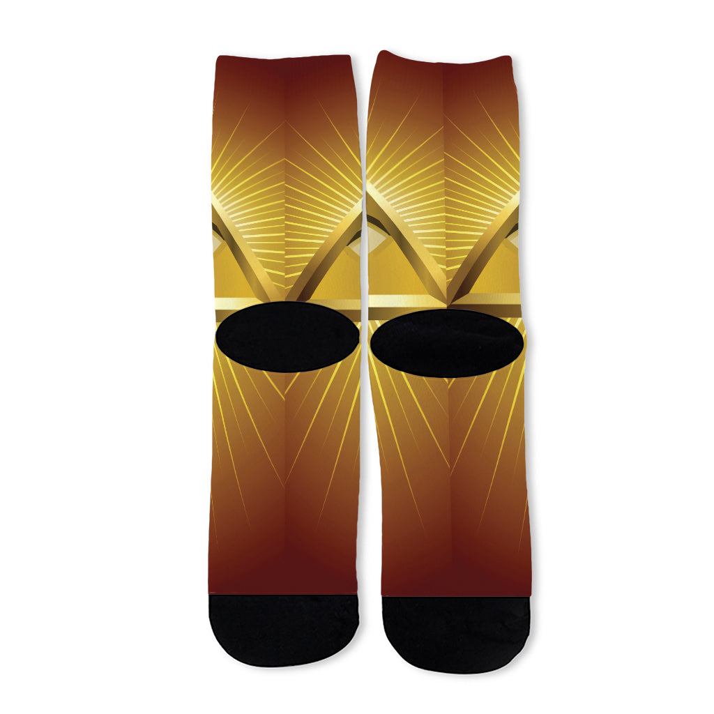 Masonic Eye Sight Print Long Socks