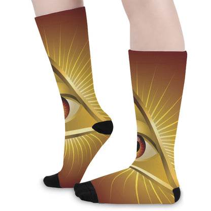 Masonic Eye Sight Print Long Socks