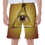 Masonic Eye Sight Print Men's Beach Shorts