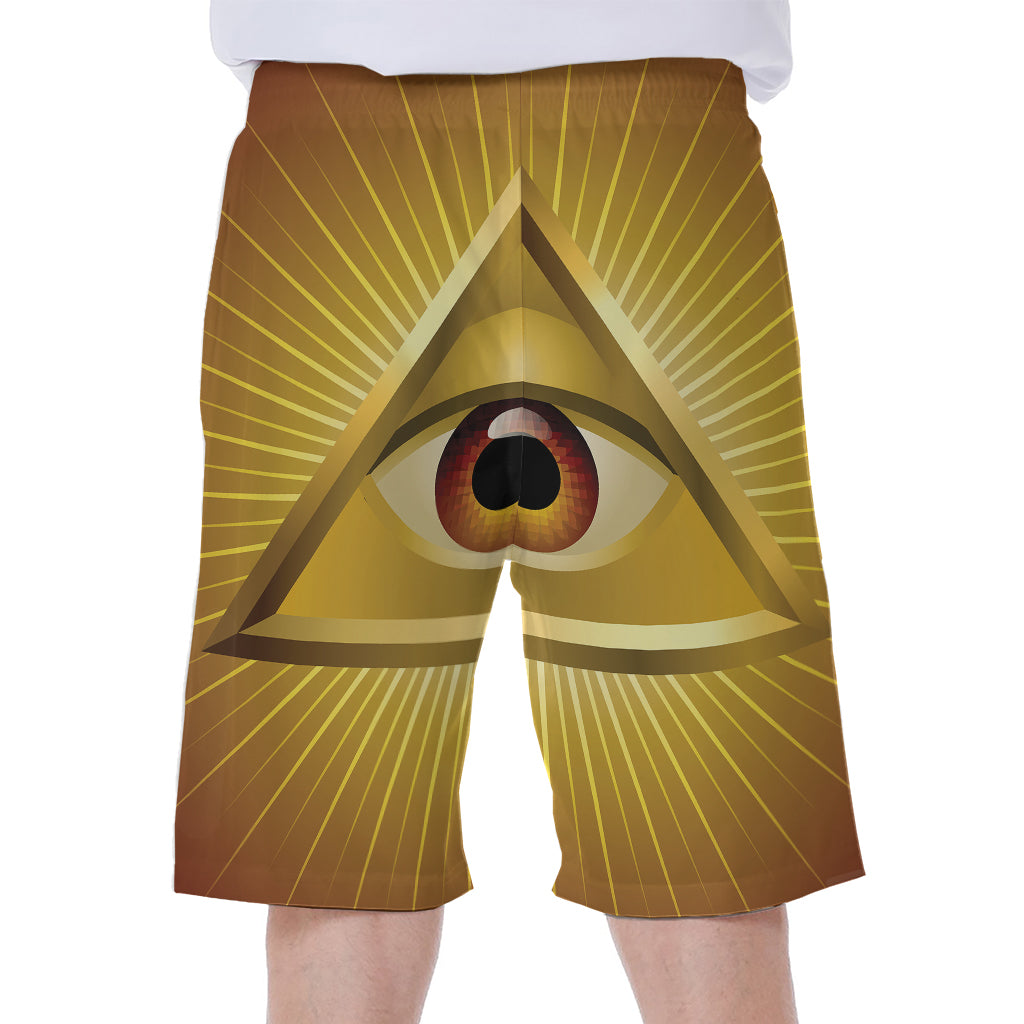 Masonic Eye Sight Print Men's Beach Shorts