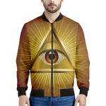 Masonic Eye Sight Print Men's Bomber Jacket