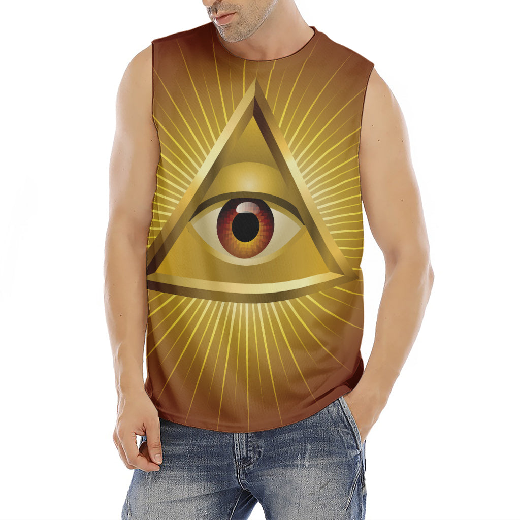 Masonic Eye Sight Print Men's Fitness Tank Top