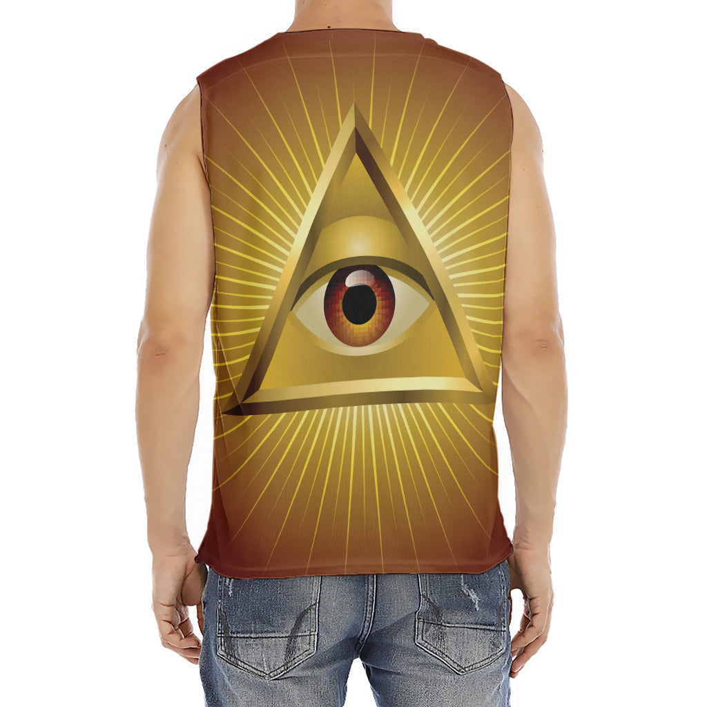 Masonic Eye Sight Print Men's Fitness Tank Top