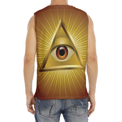 Masonic Eye Sight Print Men's Fitness Tank Top