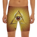 Masonic Eye Sight Print Men's Long Boxer Briefs