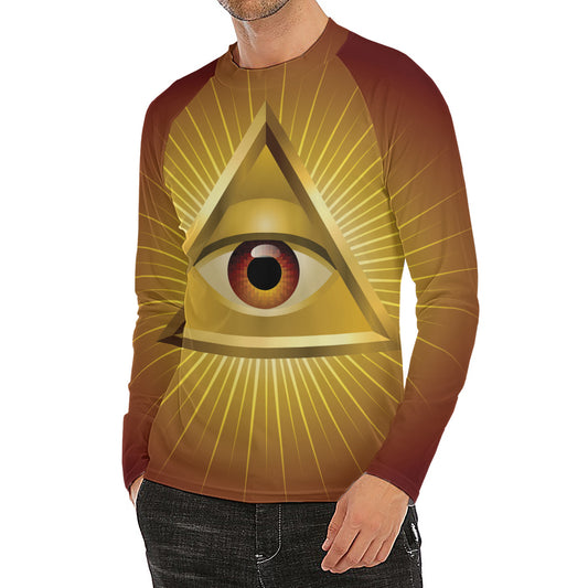 Masonic Eye Sight Print Men's Long Sleeve Rash Guard