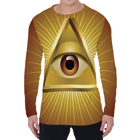 Masonic Eye Sight Print Men's Long Sleeve T-Shirt