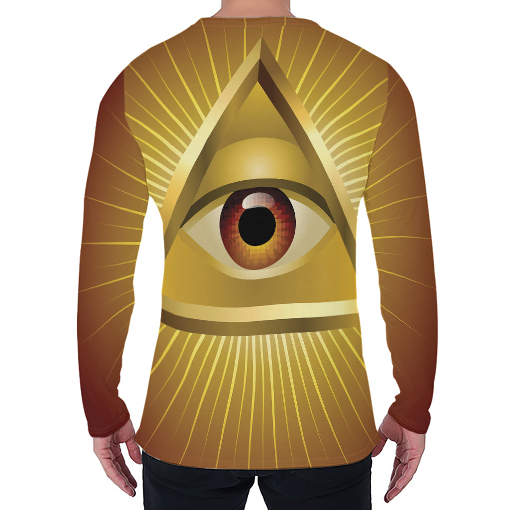 Masonic Eye Sight Print Men's Long Sleeve T-Shirt