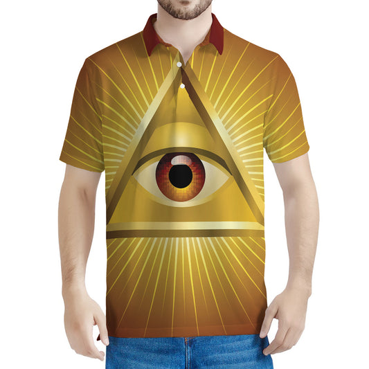 Masonic Eye Sight Print Men's Polo Shirt
