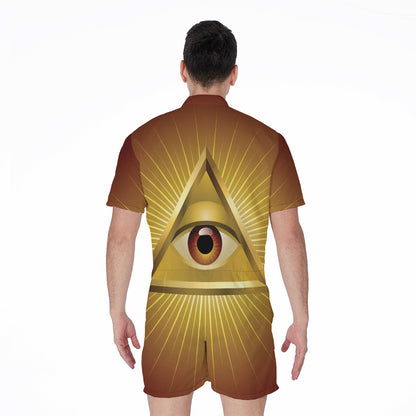Masonic Eye Sight Print Men's Rompers