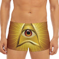 Masonic Eye Sight Print Men's Short Boxer Briefs