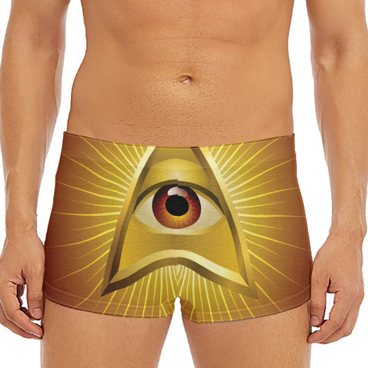 Masonic Eye Sight Print Men's Short Boxer Briefs