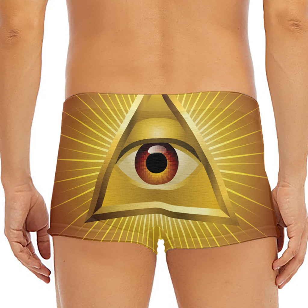 Masonic Eye Sight Print Men's Short Boxer Briefs