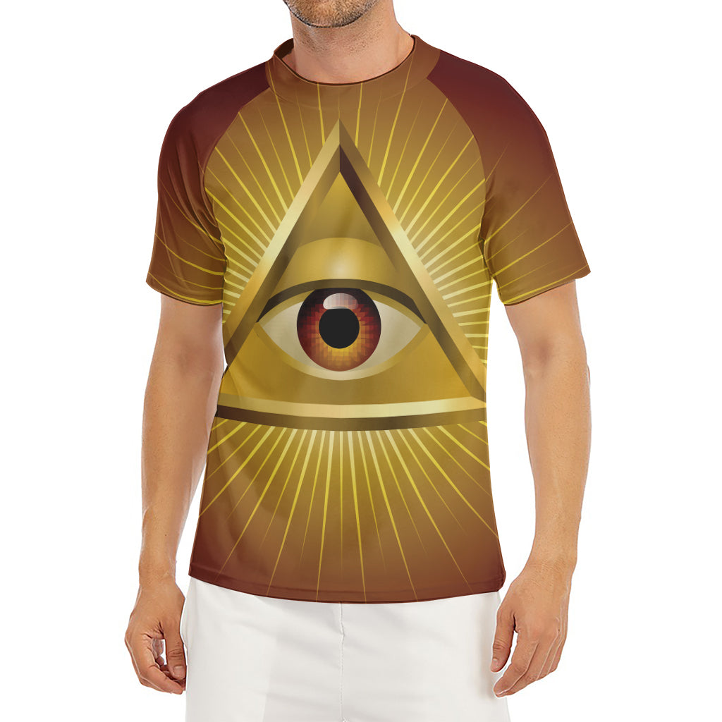 Masonic Eye Sight Print Men's Short Sleeve Rash Guard