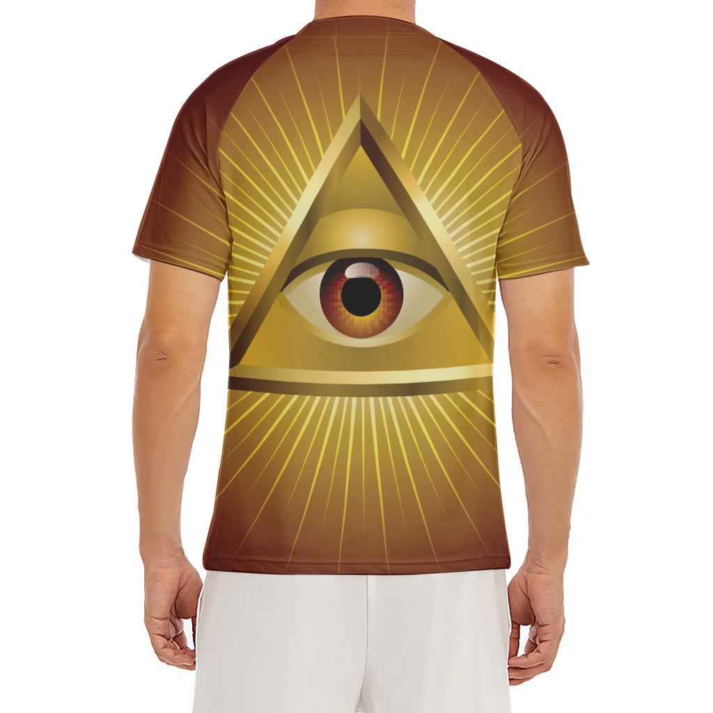 Masonic Eye Sight Print Men's Short Sleeve Rash Guard