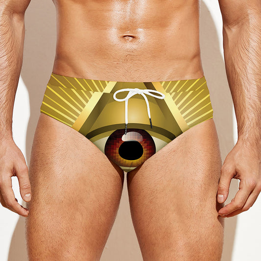 Masonic Eye Sight Print Men's Swim Briefs