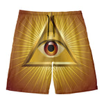 Masonic Eye Sight Print Men's Swim Trunks