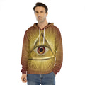 Masonic Eye Sight Print Men's Velvet Pullover Hoodie