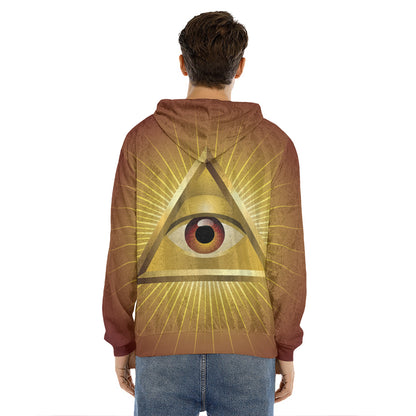 Masonic Eye Sight Print Men's Velvet Pullover Hoodie