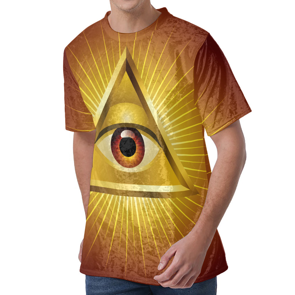 Masonic Eye Sight Print Men's Velvet T-Shirt