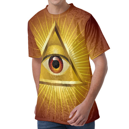 Masonic Eye Sight Print Men's Velvet T-Shirt