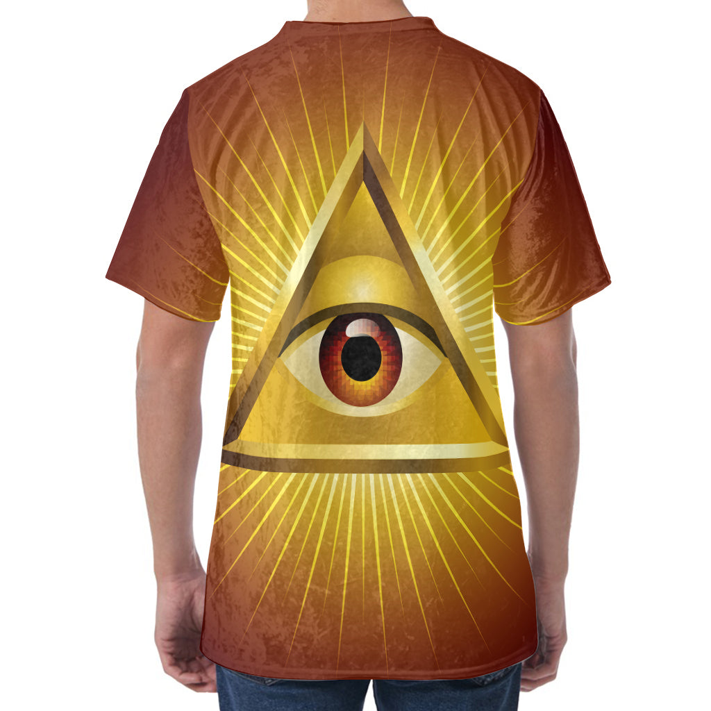 Masonic Eye Sight Print Men's Velvet T-Shirt