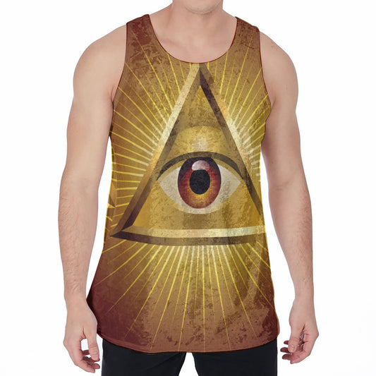 Masonic Eye Sight Print Men's Velvet Tank Top