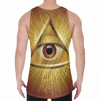 Masonic Eye Sight Print Men's Velvet Tank Top