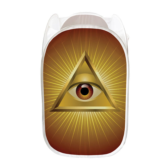 Masonic Eye Sight Print Mesh Laundry Hamper