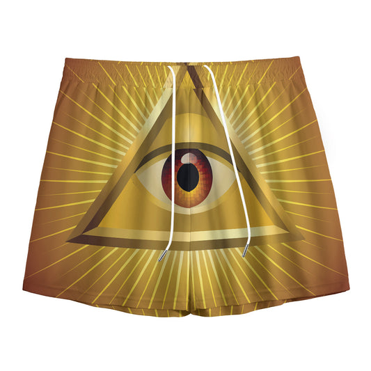 Masonic Eye Sight Print Mesh Shorts
