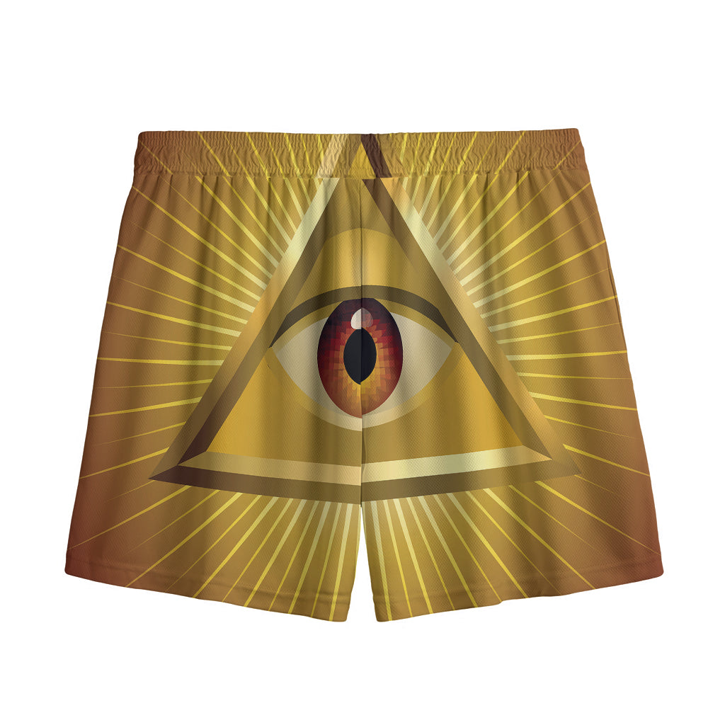 Masonic Eye Sight Print Mesh Shorts
