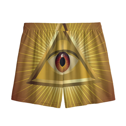 Masonic Eye Sight Print Mesh Shorts