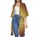 Masonic Eye Sight Print Open Front Beach Cover Up