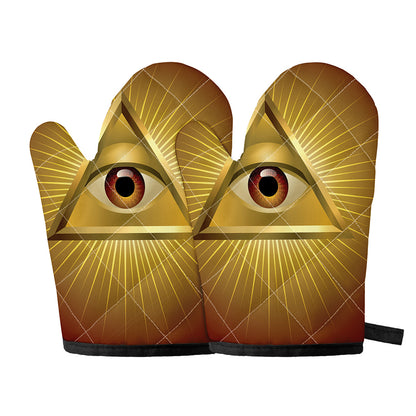 Masonic Eye Sight Print Oven Mitts