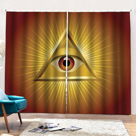 Masonic Eye Sight Print Pencil Pleat Curtains