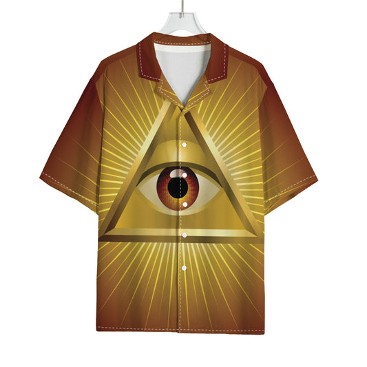 Masonic Eye Sight Print Rayon Hawaiian Shirt