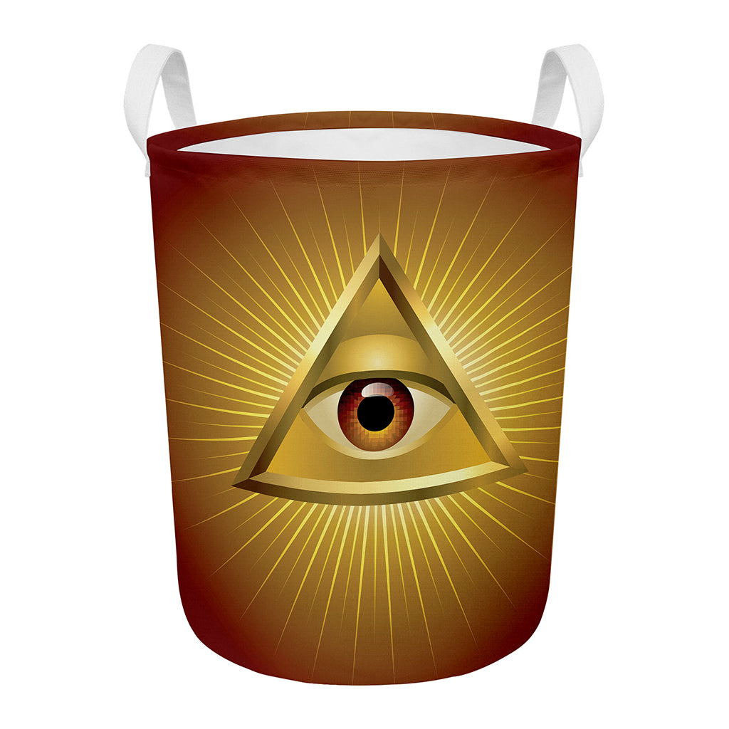 Masonic Eye Sight Print Round Laundry Basket
