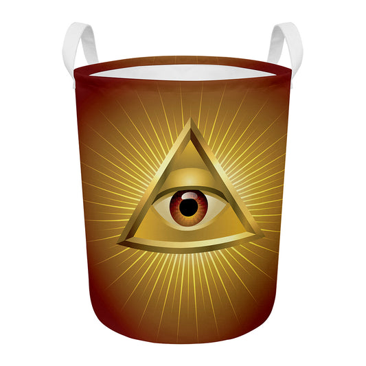 Masonic Eye Sight Print Round Laundry Basket