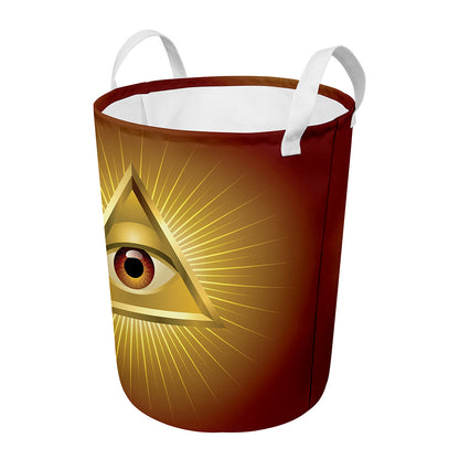 Masonic Eye Sight Print Round Laundry Basket