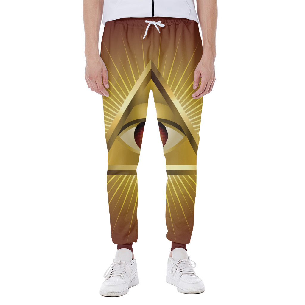 Masonic Eye Sight Print Scuba Joggers