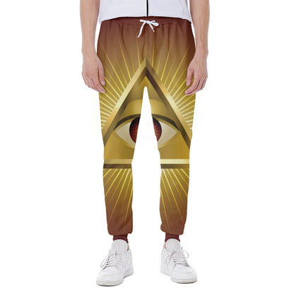 Masonic Eye Sight Print Scuba Joggers