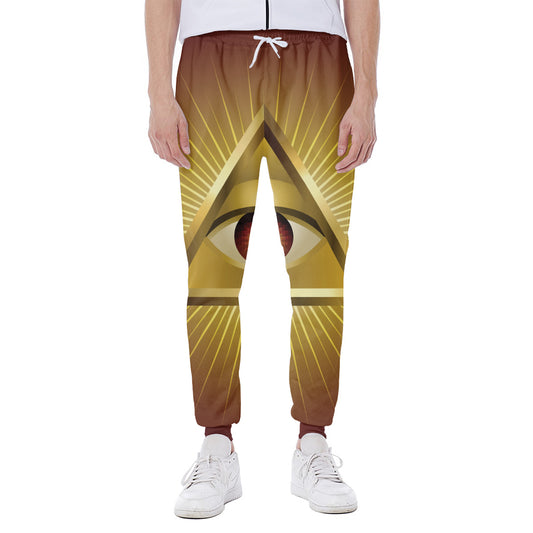 Masonic Eye Sight Print Scuba Joggers