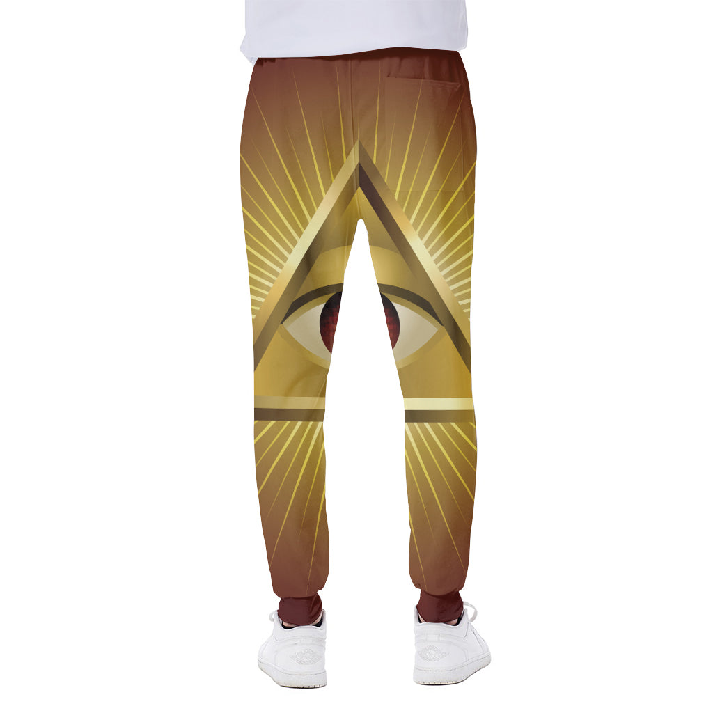 Masonic Eye Sight Print Scuba Joggers