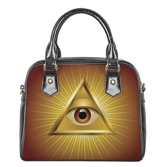 Masonic Eye Sight Print Shoulder Handbag