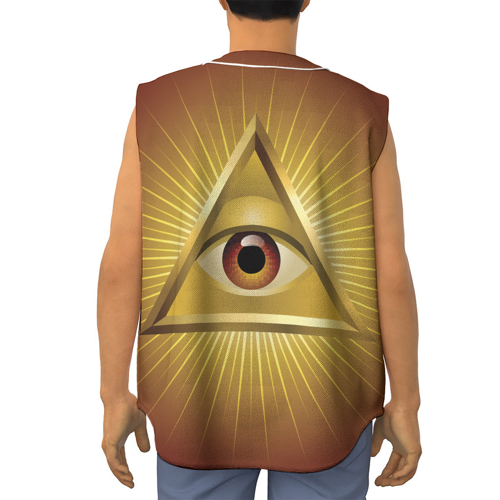 Masonic Eye Sight Print Sleeveless Baseball Jersey