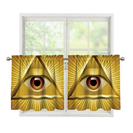 Masonic Eye Sight Print Tier Curtains