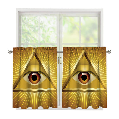 Masonic Eye Sight Print Tier Curtains