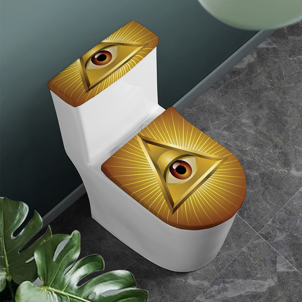 Masonic Eye Sight Print Toilet Lid And Tank Cover Set