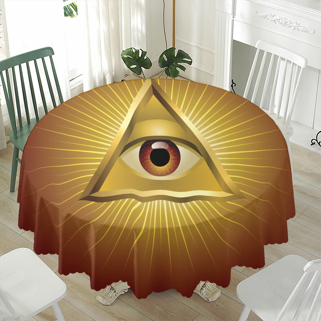 Masonic Eye Sight Print Waterproof Round Tablecloth