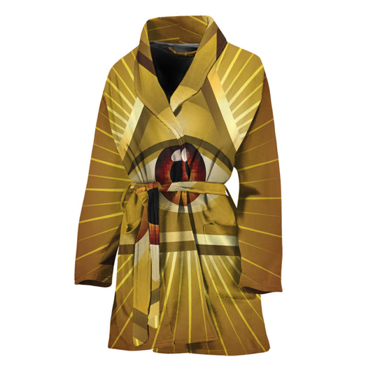 Masonic Eye Sight Print Women's Bathrobe